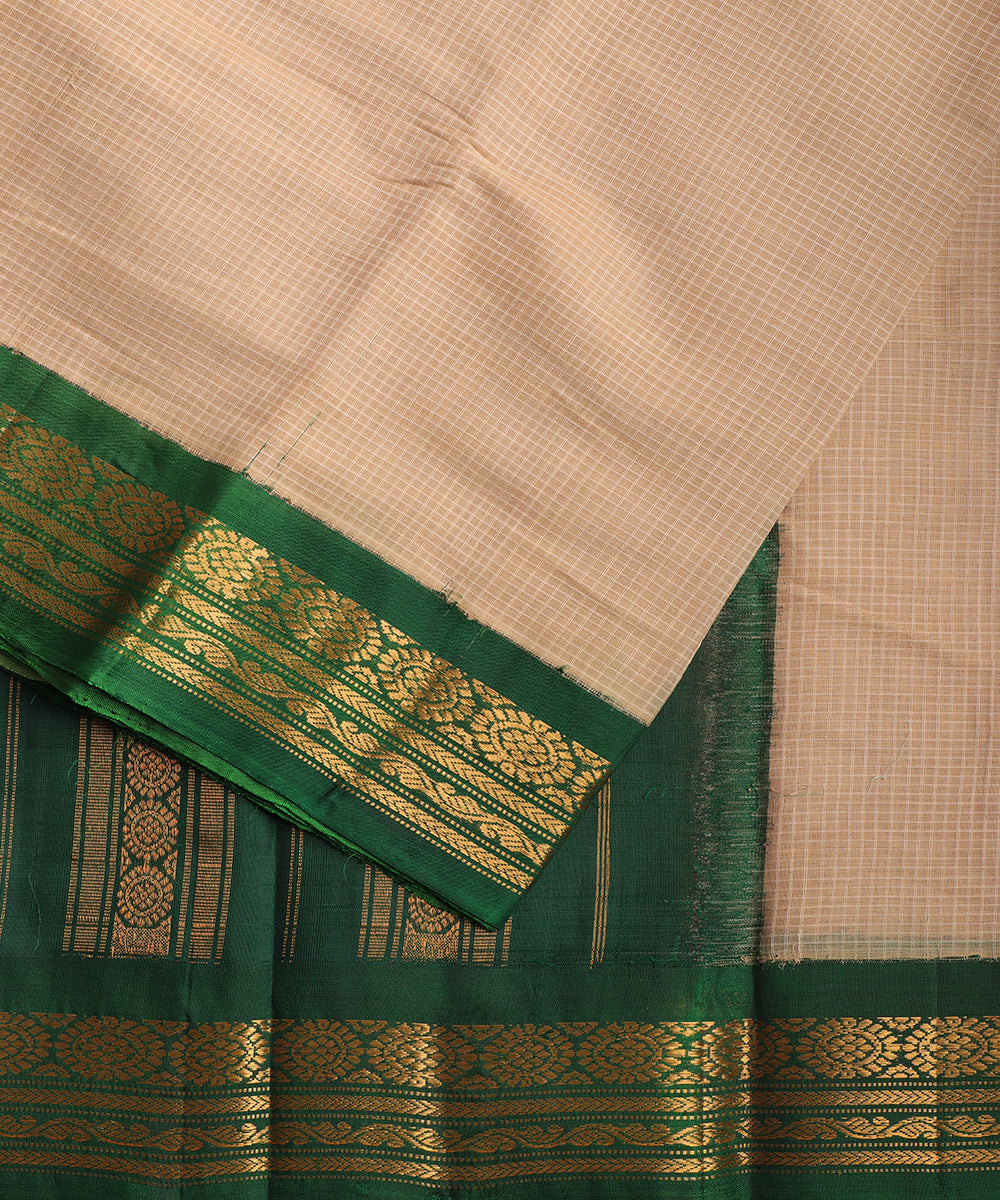 Tortilla brown color handloom Gadwal cotton saree