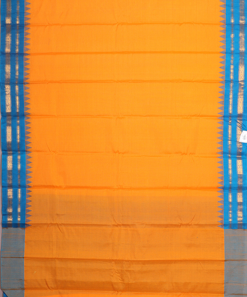 Pumpkin orange color handloom Gadwal cotton saree