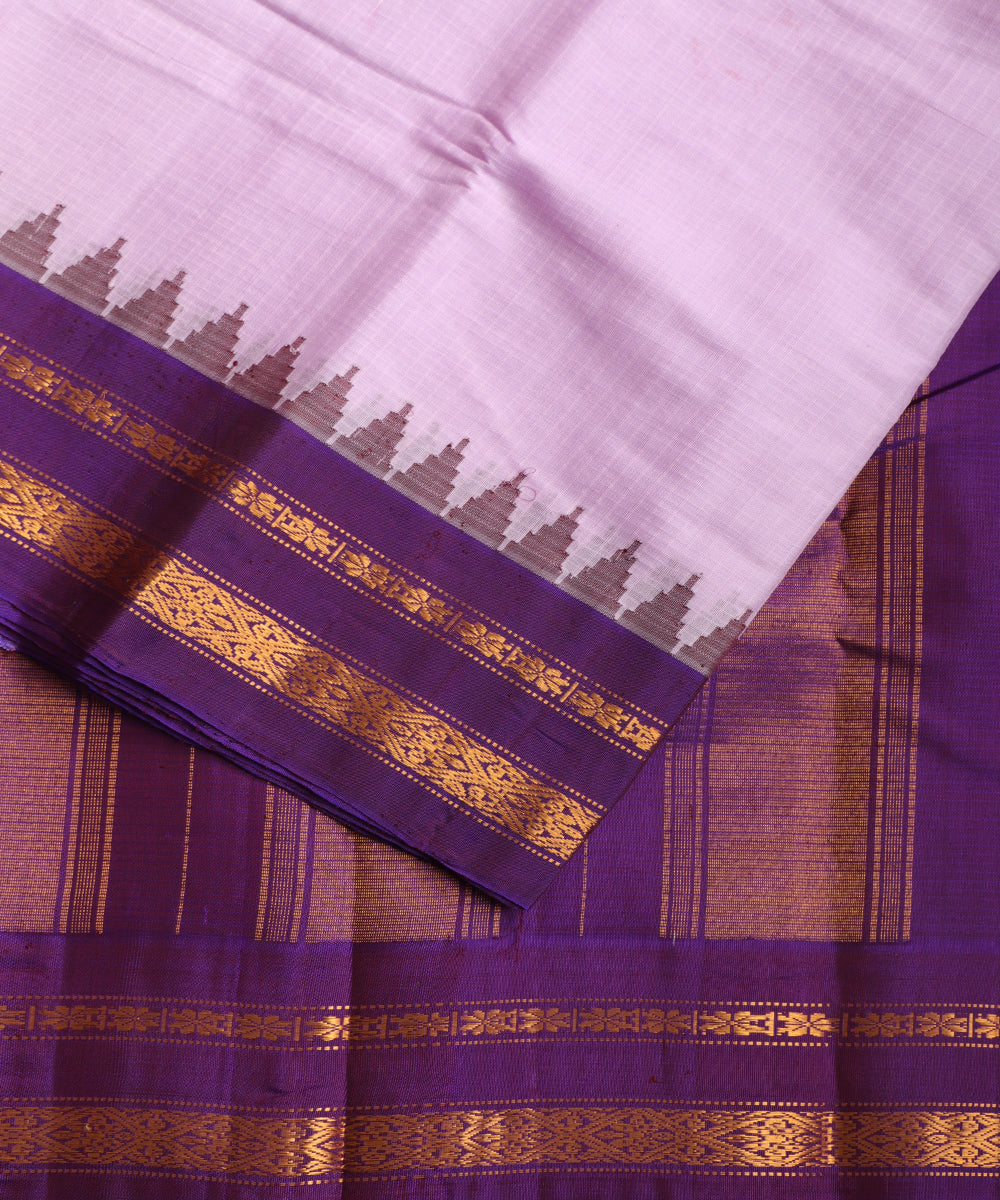 Lavender violet color handloom Gadwal cotton saree