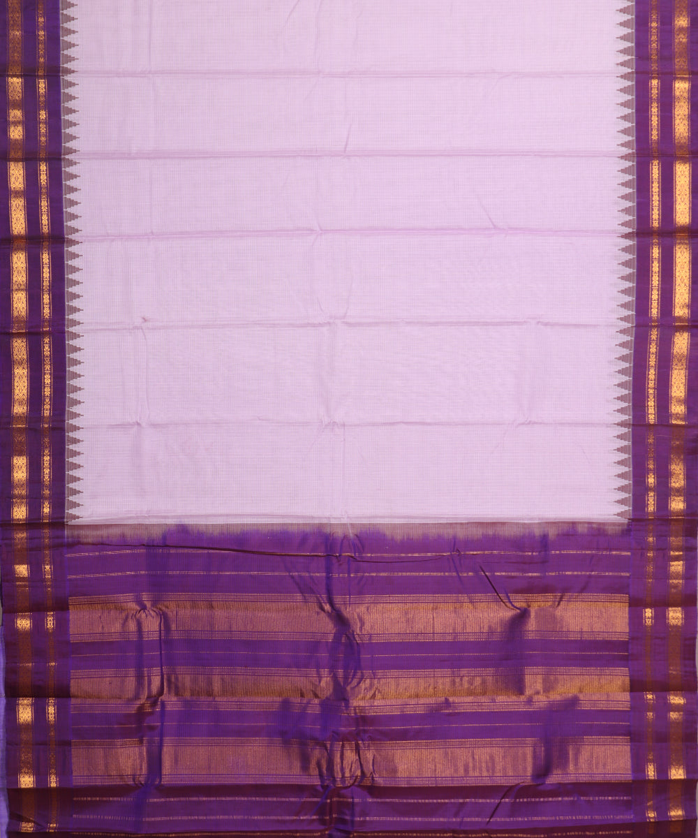 Lavender violet color handloom Gadwal cotton saree