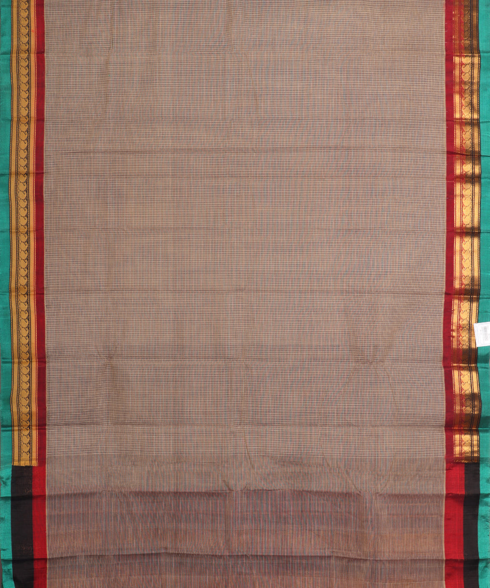 Espresso brown color handloom Gadwal cotton saree