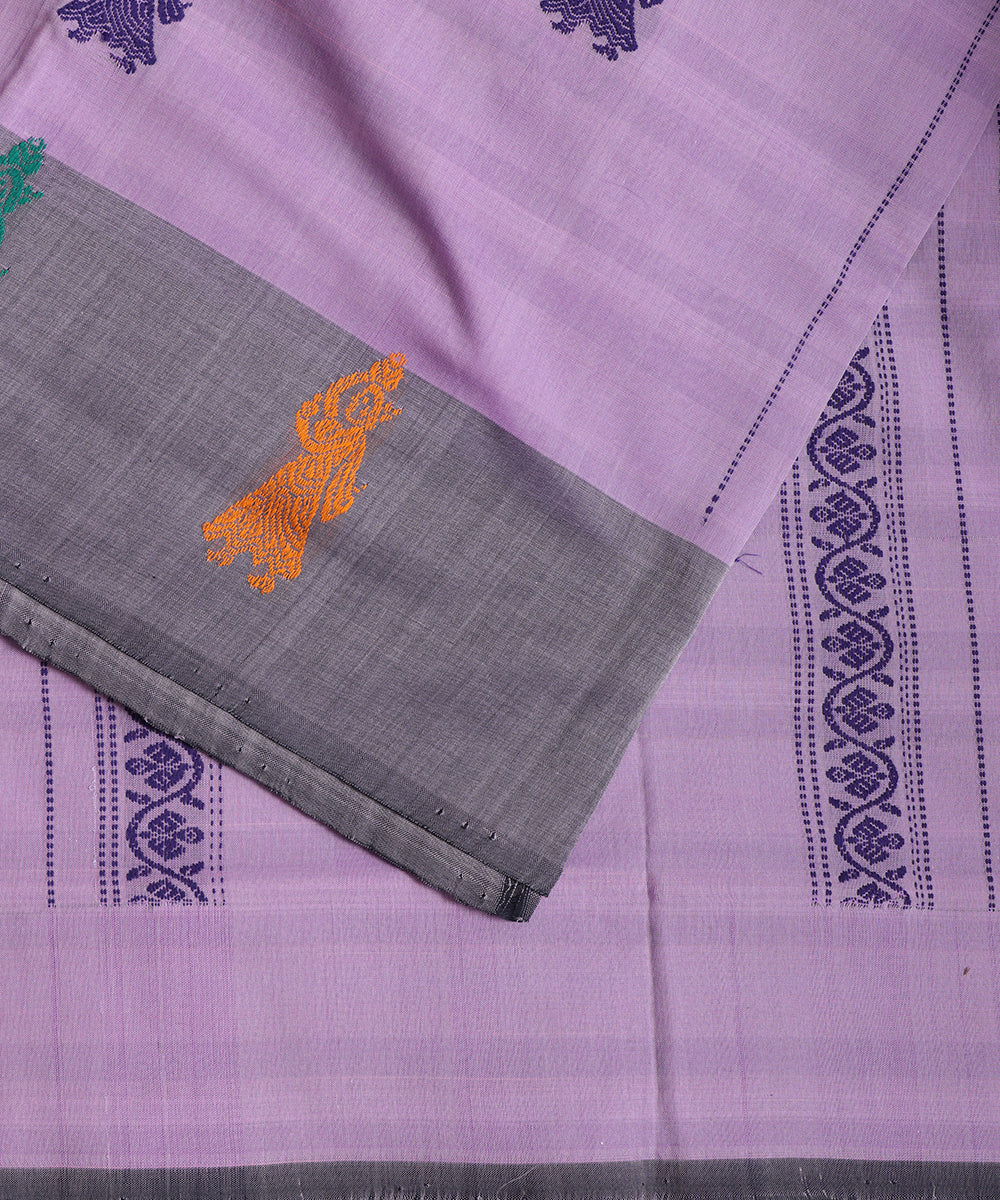 Plum violet color handloom gollabhama cotton saree