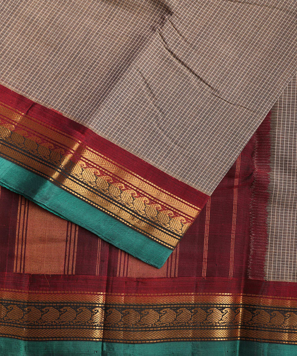 Espresso brown color handloom Gadwal cotton saree