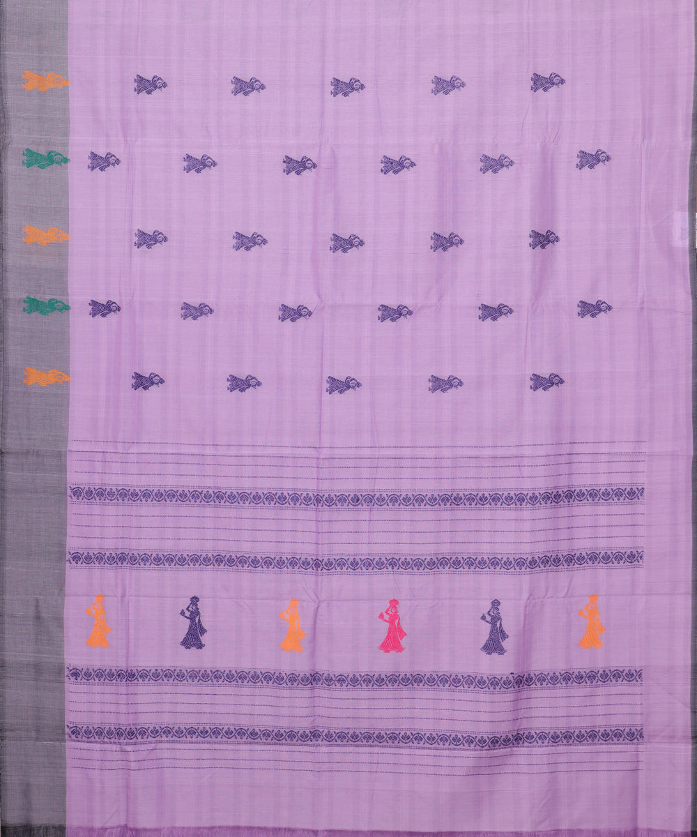 Plum violet color handloom gollabhama cotton saree