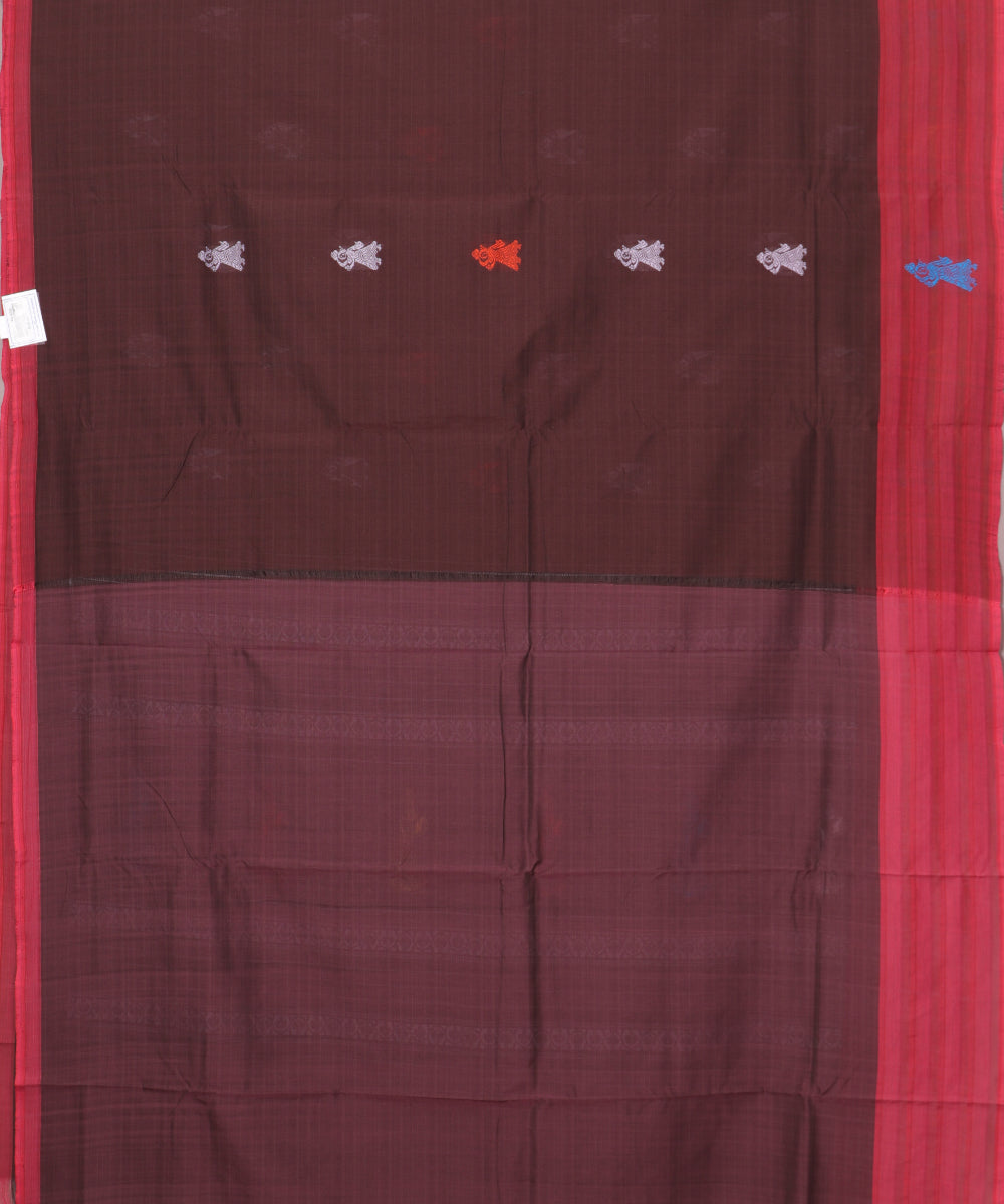 Sangria red color handloom gollabhama cotton saree