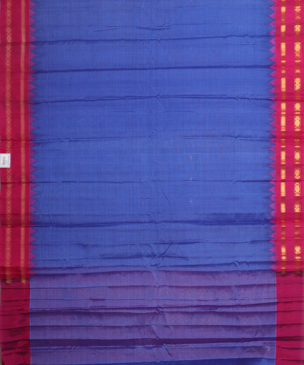 Navy blue color handloom Gadwal cotton saree