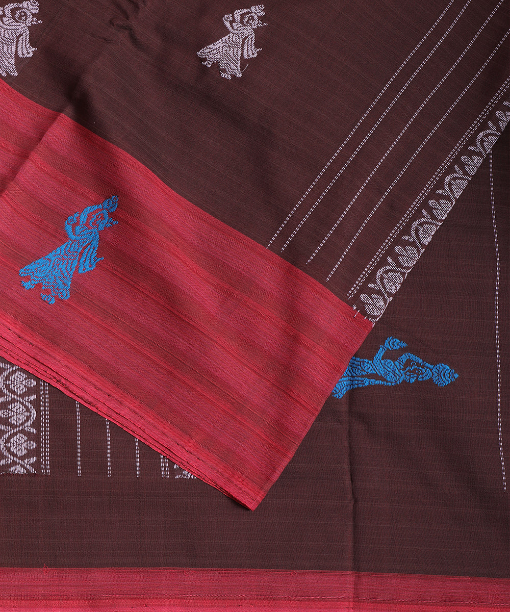 Sangria red color handloom gollabhama cotton saree