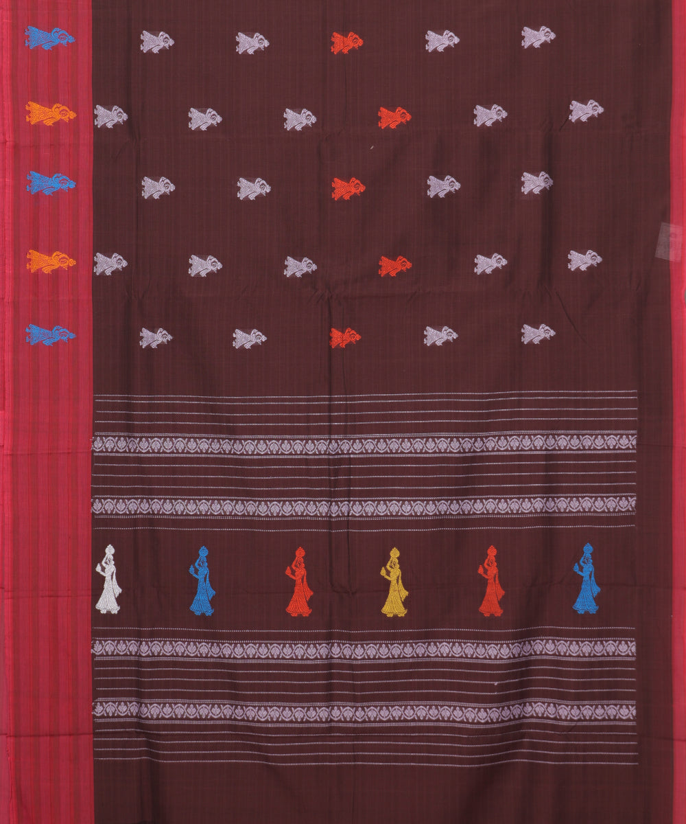 Sangria red color handloom gollabhama cotton saree