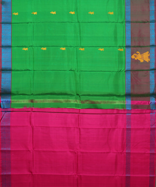 Green color handloom gollabhama silk saree