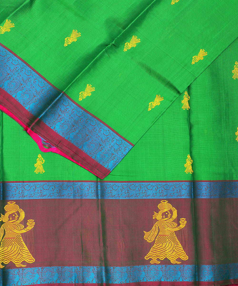 Green color handloom gollabhama silk saree
