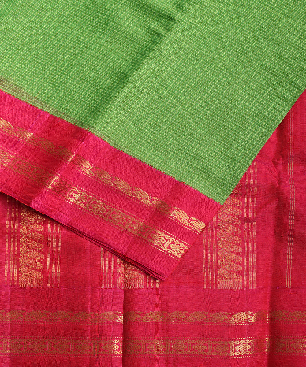 Green color handloom Gadwal cotton saree