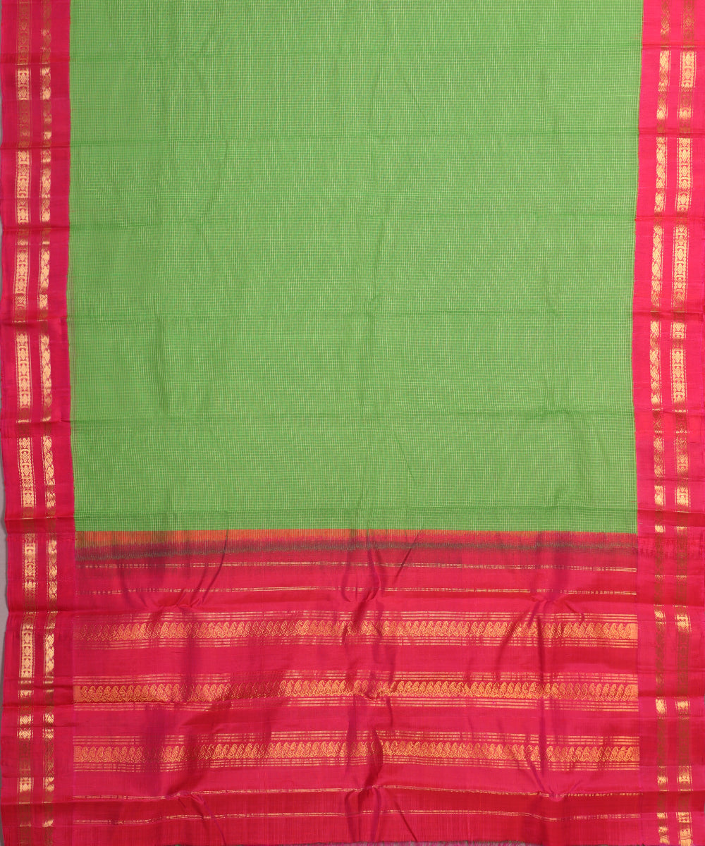 Green color handloom Gadwal cotton saree