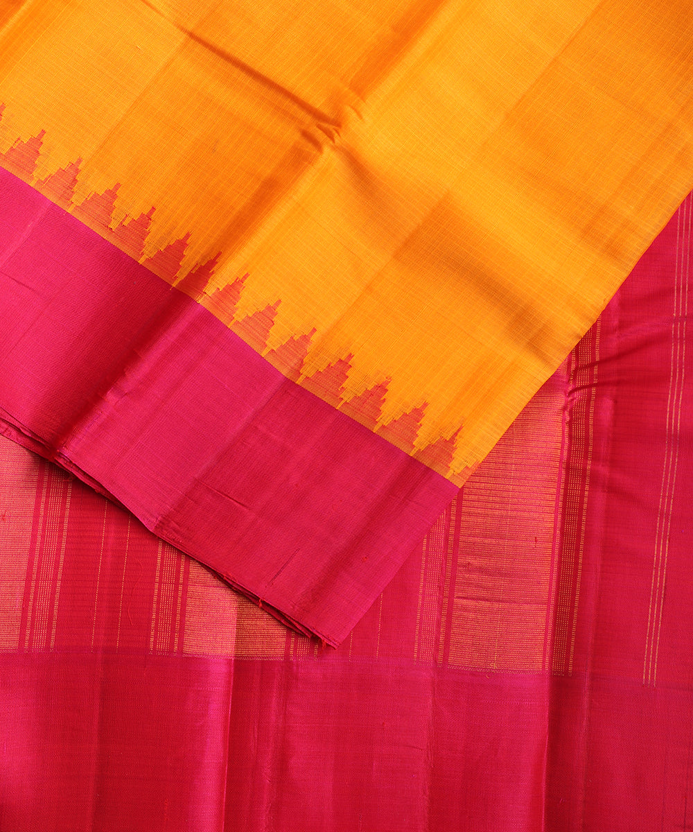Tangerine orange color handloom Gadwal cotton saree