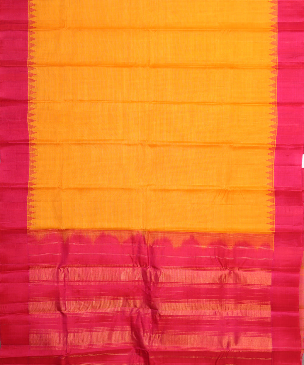 Tangerine orange color handloom Gadwal cotton saree