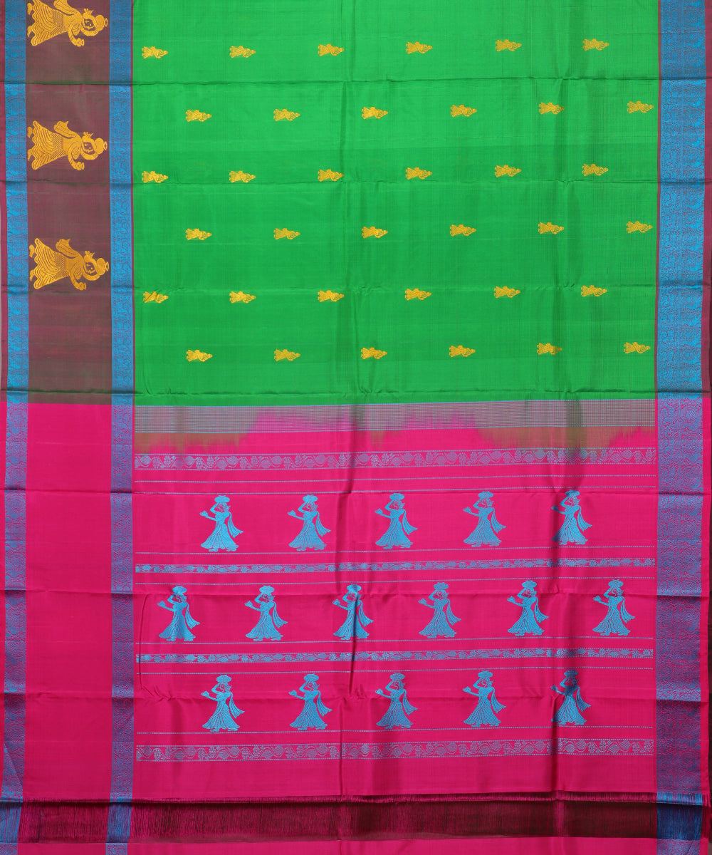 Green color handloom gollabhama silk saree