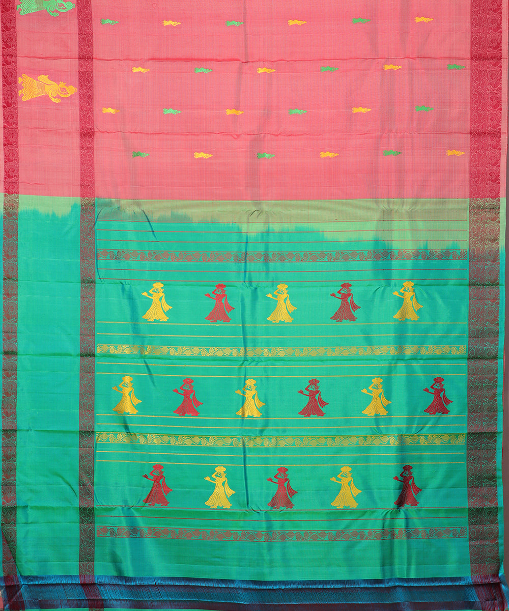 Indian red color handloom gollabhama silk saree
