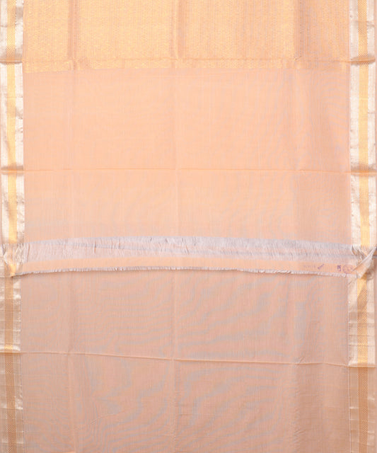 Salmon color handloom Jacquard Kuttu cotton saree