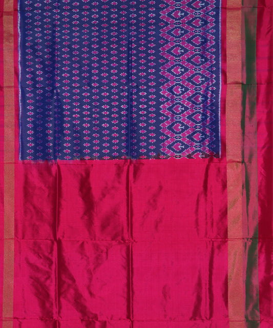 Space blue color handloom silk saree