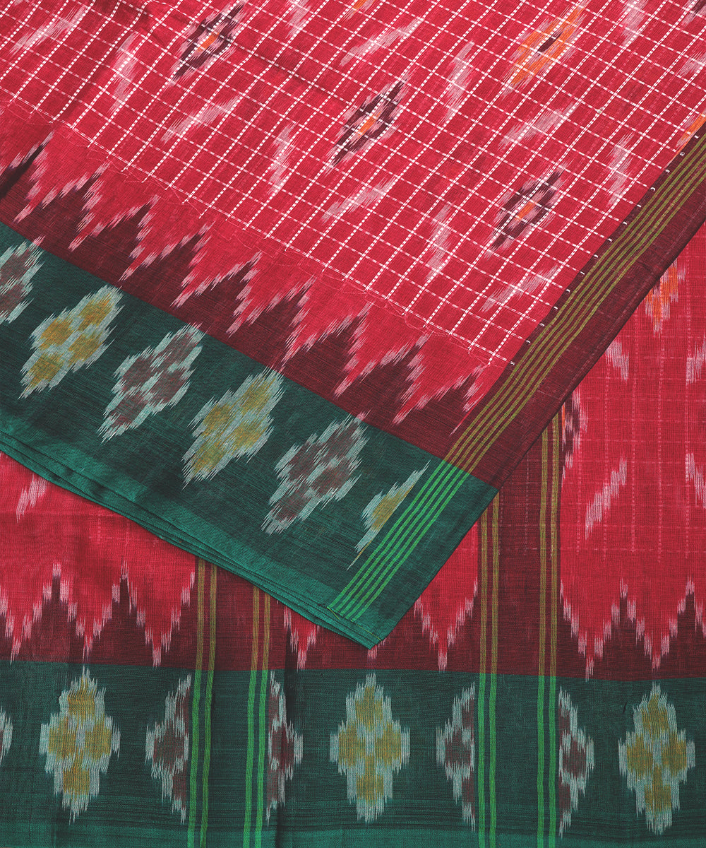 Burgundy red color pochampally mercerised muthyampet cotton saree