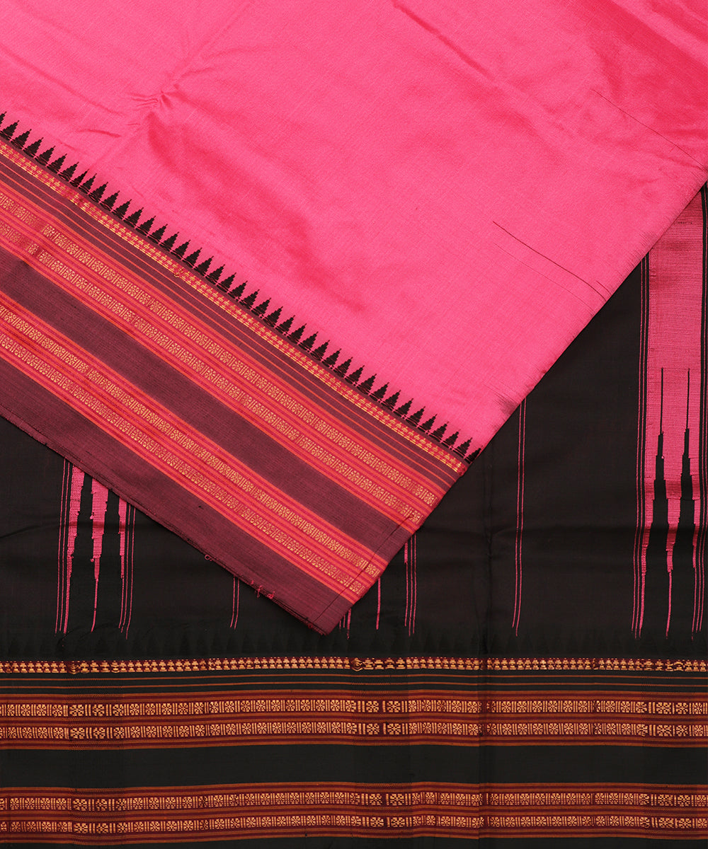 French pink color handloom Narayanpet silk saree