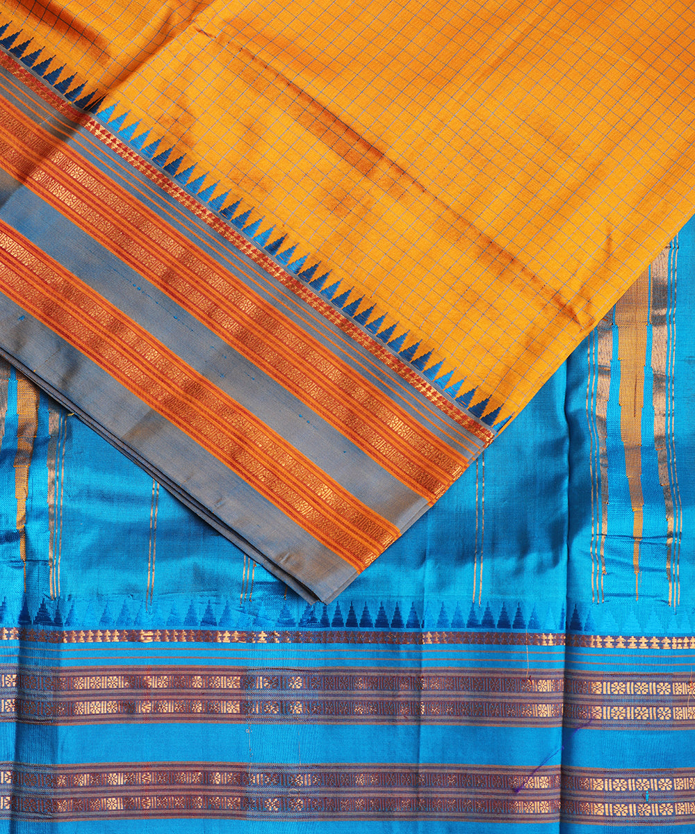 Apricot orange color handloom Narayanpet silk saree