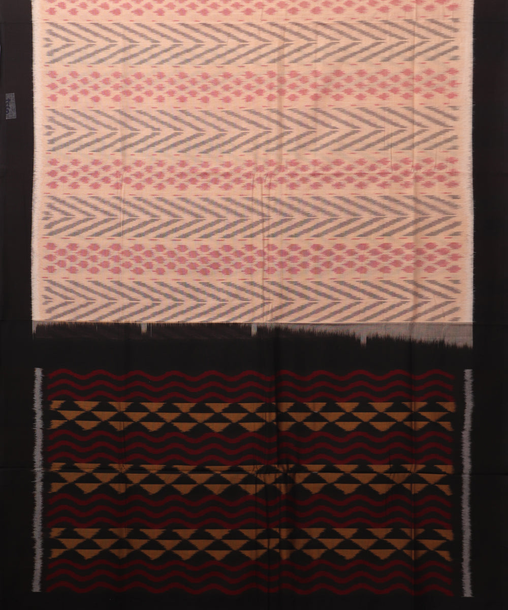 Peach color pochampally cotton saree