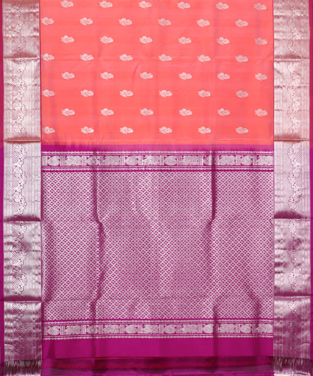 Salmon color handloom madhavaram silk saree
