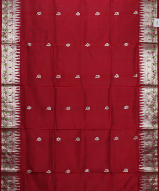 Burgundy red color handloom venkatagiri sico saree