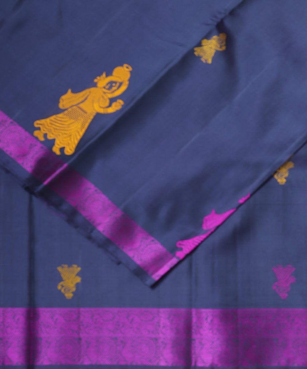 Independence blue color handloom gollabhama silk saree