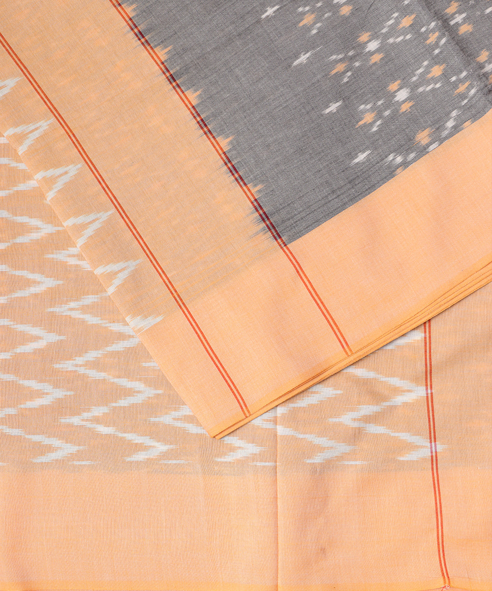 Iron gray color pochampally mercerised cotton saree