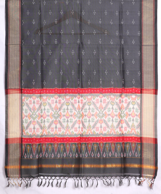 Anchor gray color handloom ikat sico dupattas