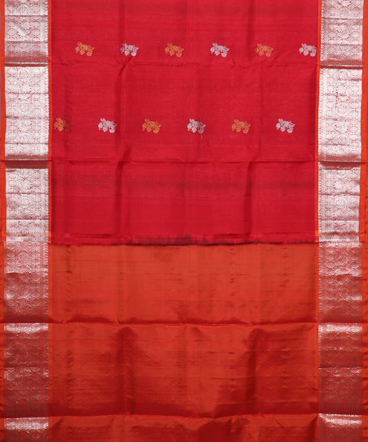 Crimson red color handloom madhavaram silk saree