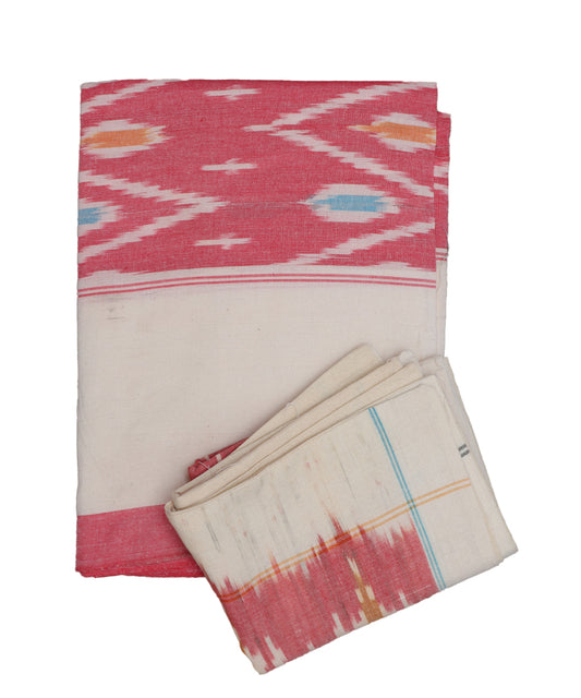 Cerise pink color handwoven pochampally single cot bedsheet