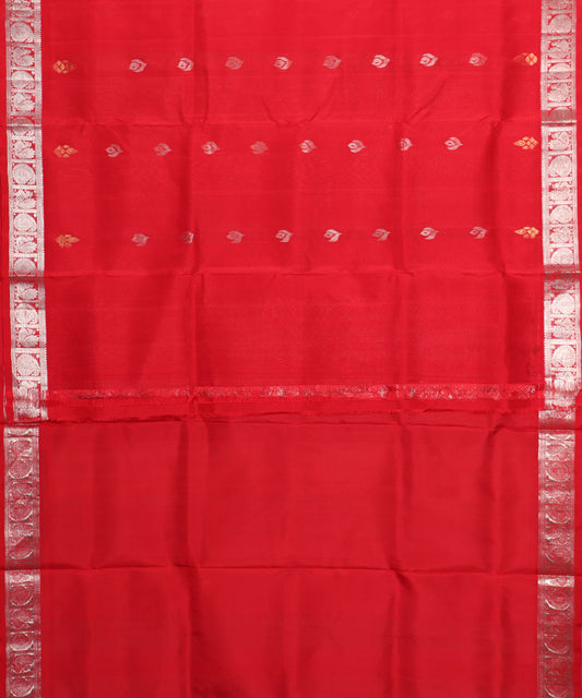 Red color handloom venkatagiri sico saree