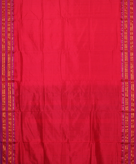 Red color striped handloom narayanpet silk saree