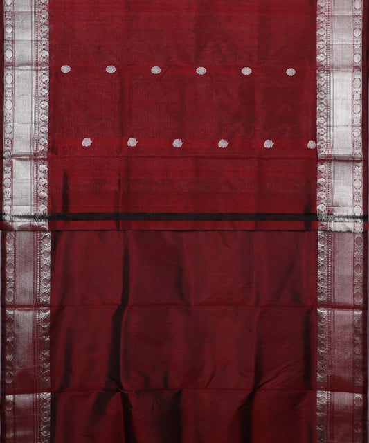 Dark burgundy red color handloom madhavaram silk saree