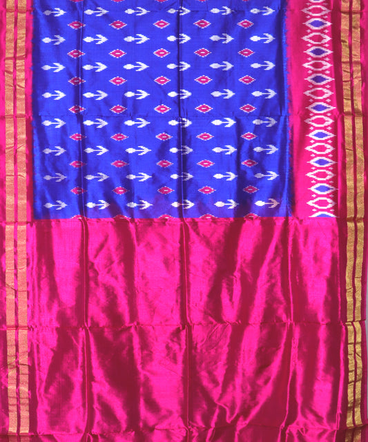 Navy blue color handloom silk saree