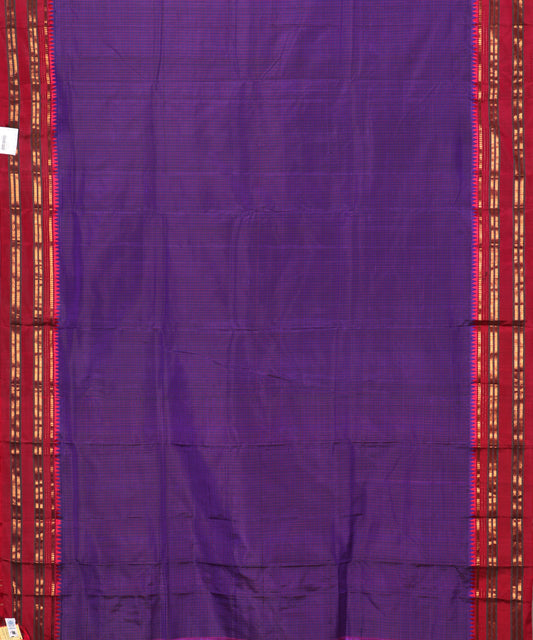 Eggplant color striped handloom narayanpet silk saree
