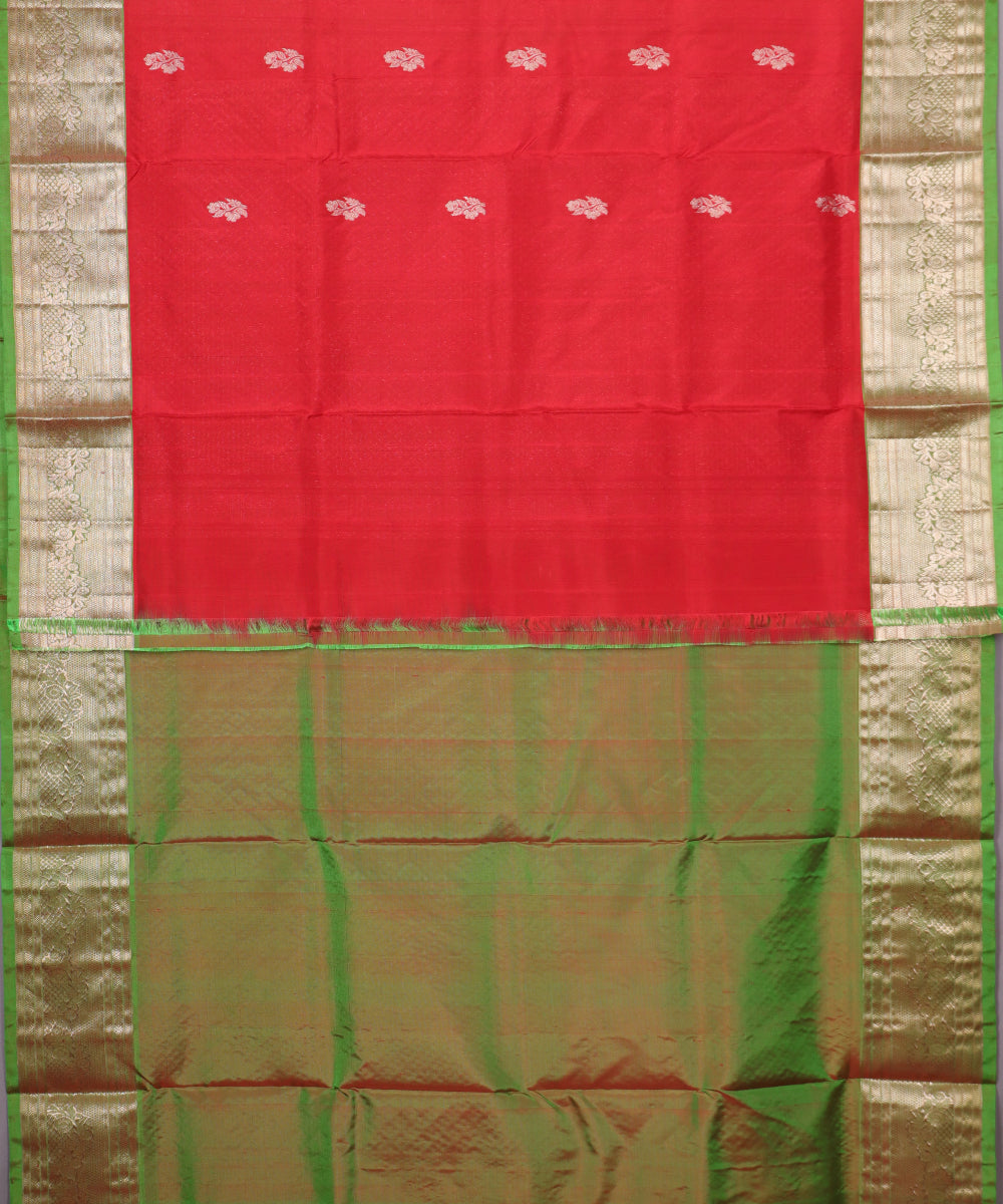Crimson red color handloom madhavaram silk saree