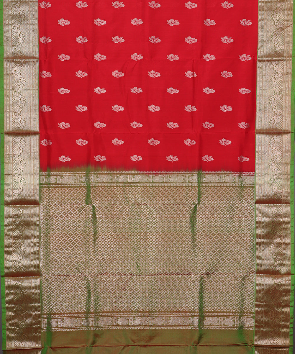 Crimson red color handloom madhavaram silk saree