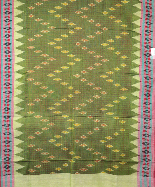 Olive green color pochampally mercerised muthyampet cotton saree