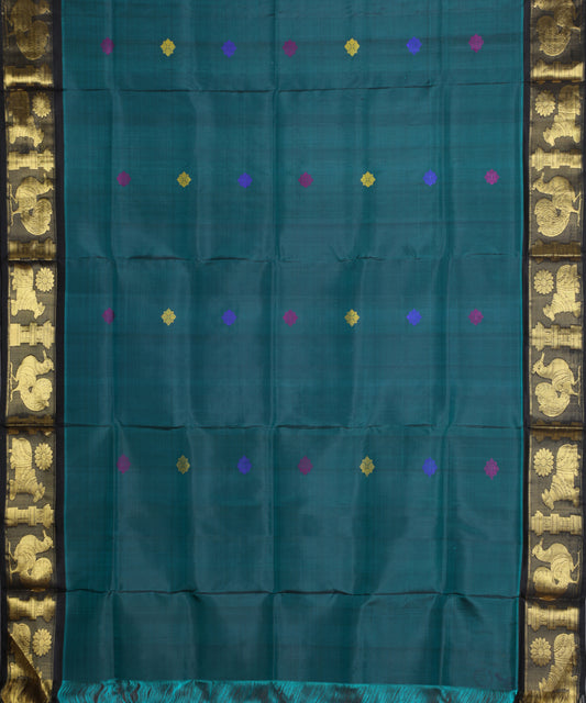 Pine green handloom ramappa silk saree