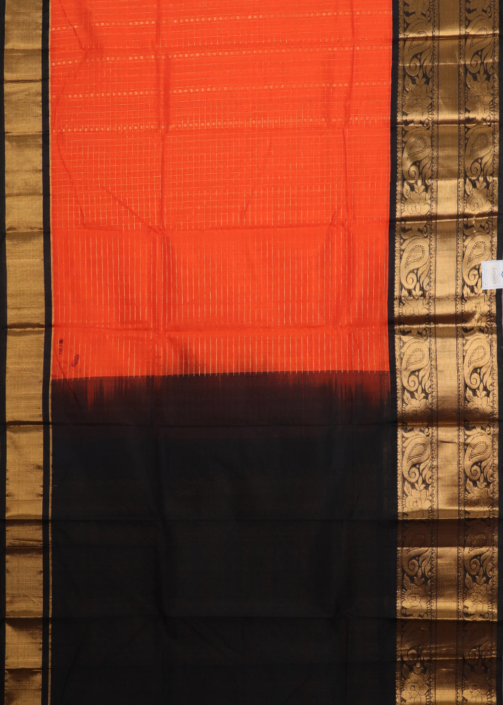 Pumpkin orange color handloom chirala sico saree