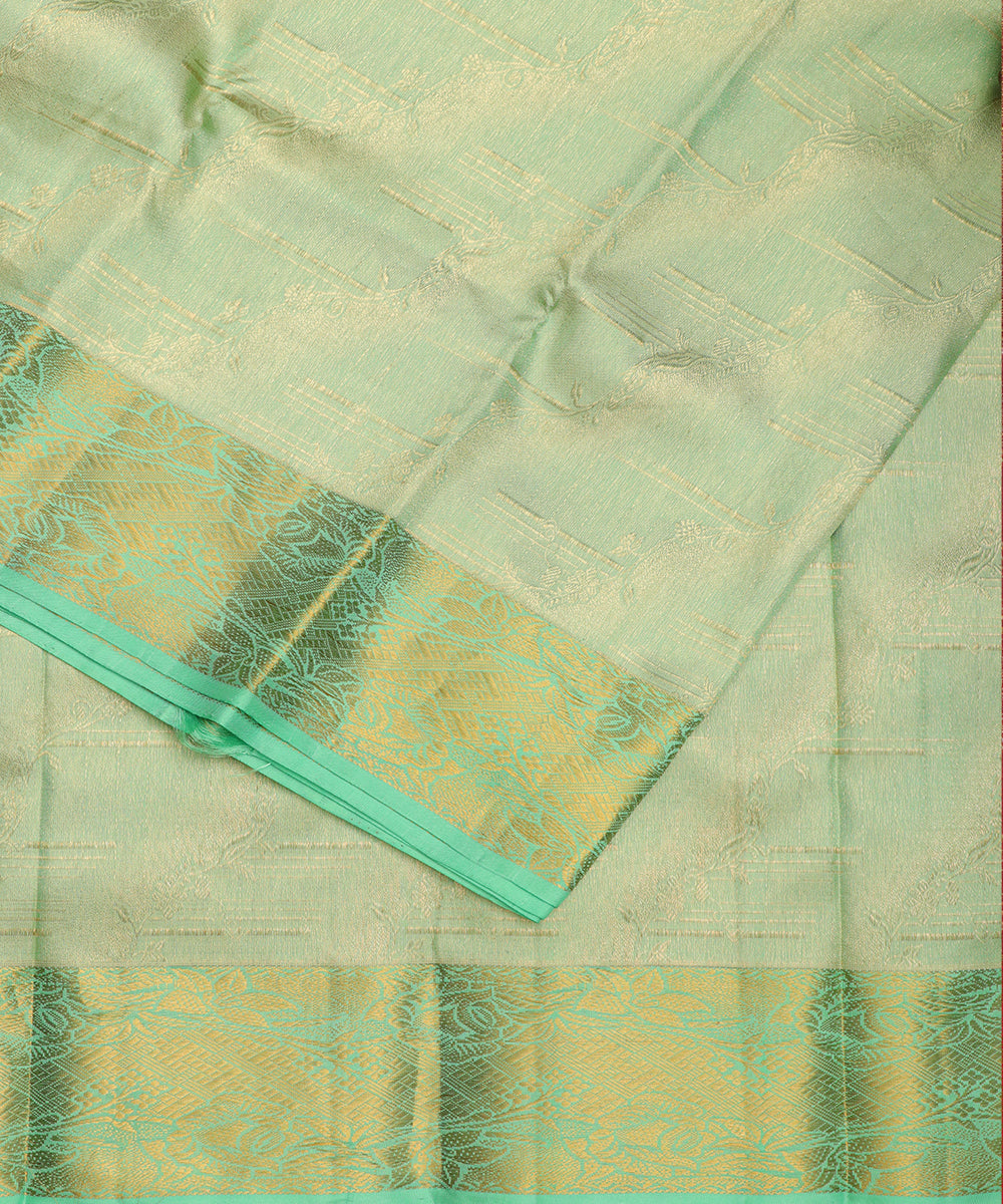 Emerald green color handloom trilinga silk saree