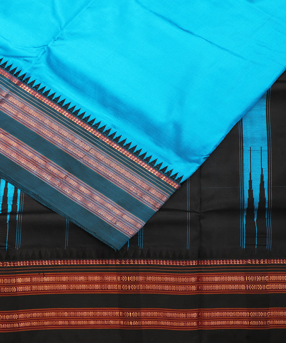 Olympic blue color handloom Narayanpet silk saree
