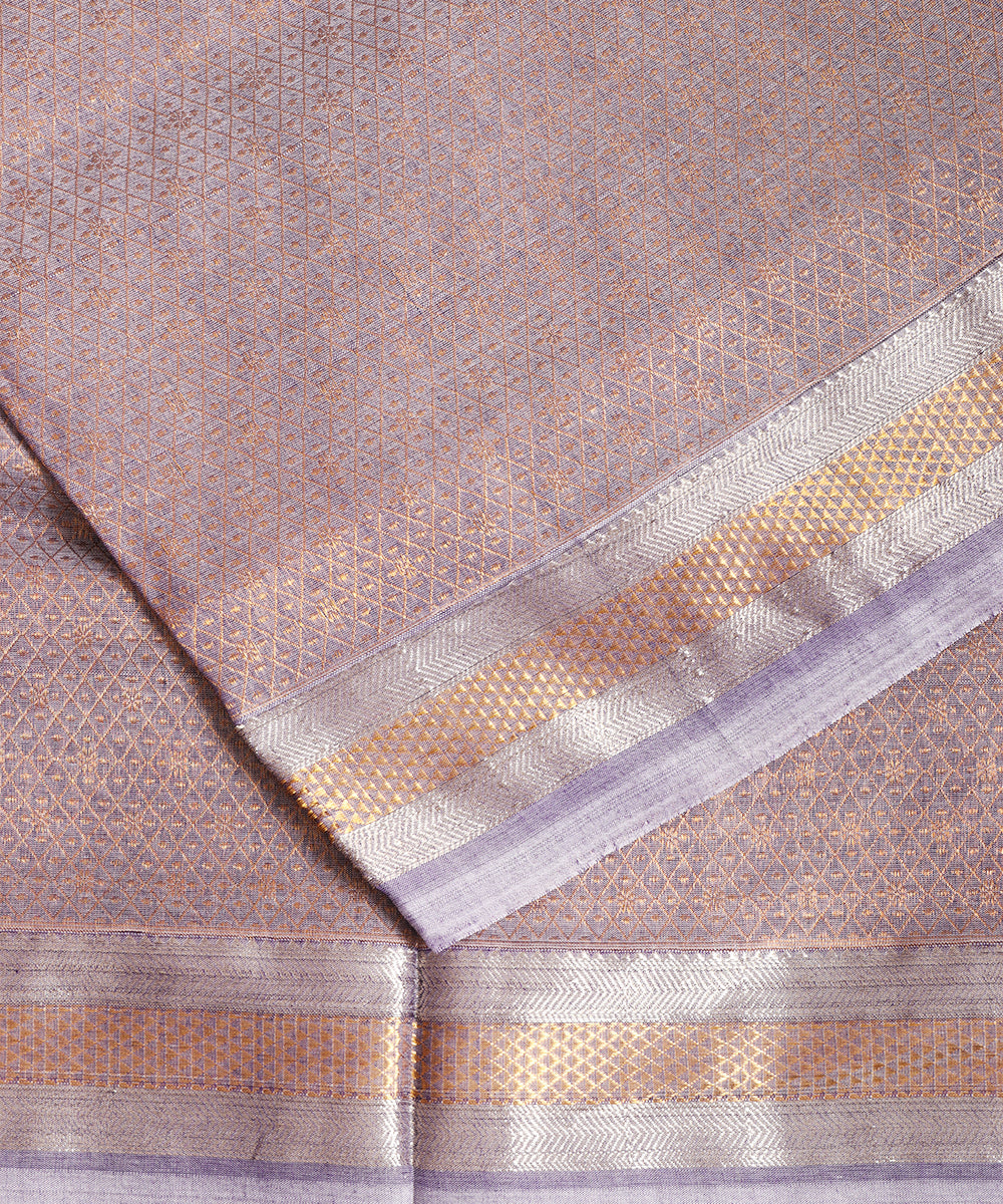 Mauve violet color handloom Jacquard Kuttu cotton saree