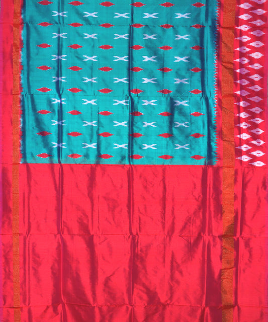 Pine green color handloom silk saree