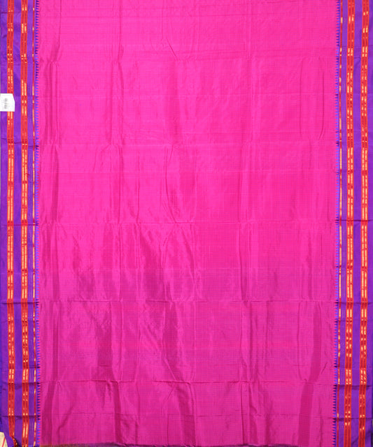 Magenta pink color striped handloom narayanpet silk saree