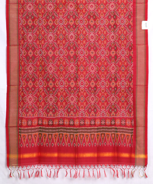 Raspberry red color handloom ikat sico dupattas