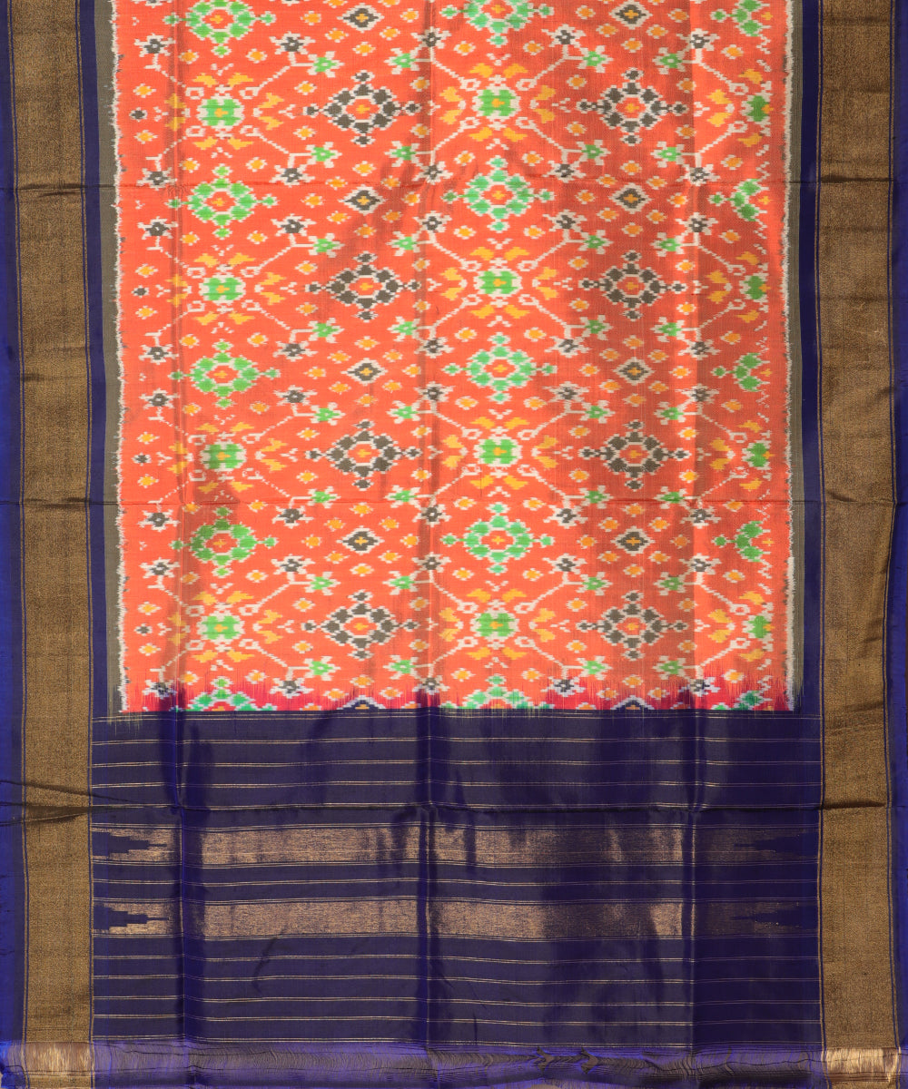 Salmon red color handloom silk dupatta